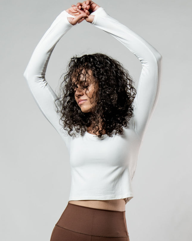 Women's Terra Recovery Arc Long Sleeve Crop (White)