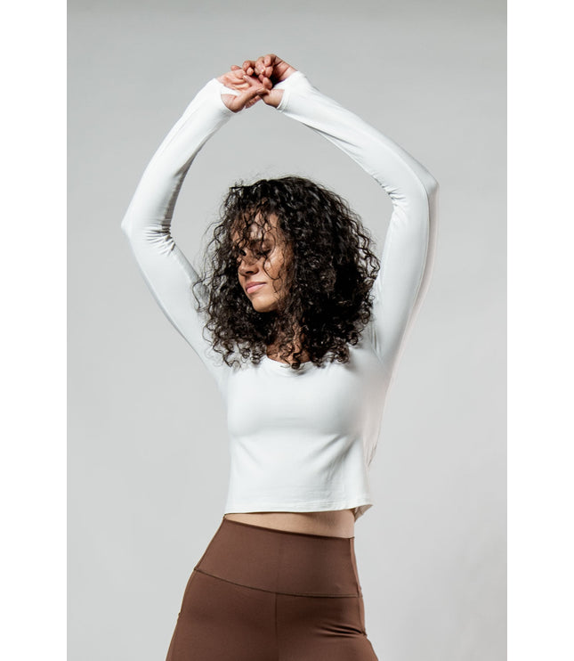Women's Terra Recovery Arc Long Sleeve Crop (White)