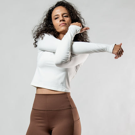 Women's Terra Recovery Arc Long Sleeve Crop (White)