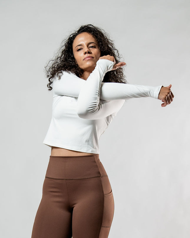Women's Terra Recovery Arc Long Sleeve Crop (White)