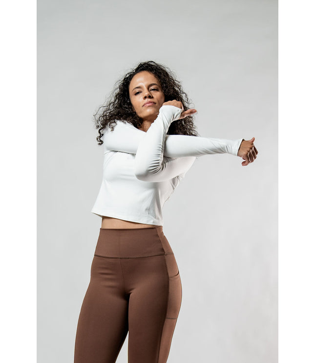 Women's Terra Recovery Arc Long Sleeve Crop (White)
