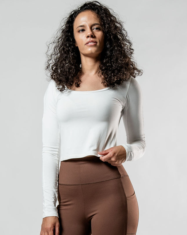 Women's Terra Recovery Arc Long Sleeve Crop (White)