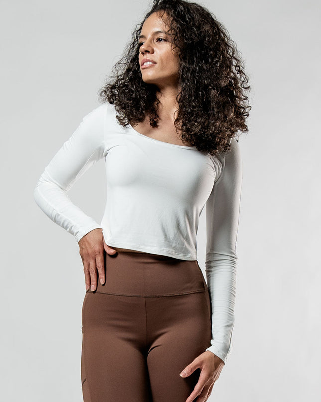 Women's Terra Recovery Arc Long Sleeve Crop (White)