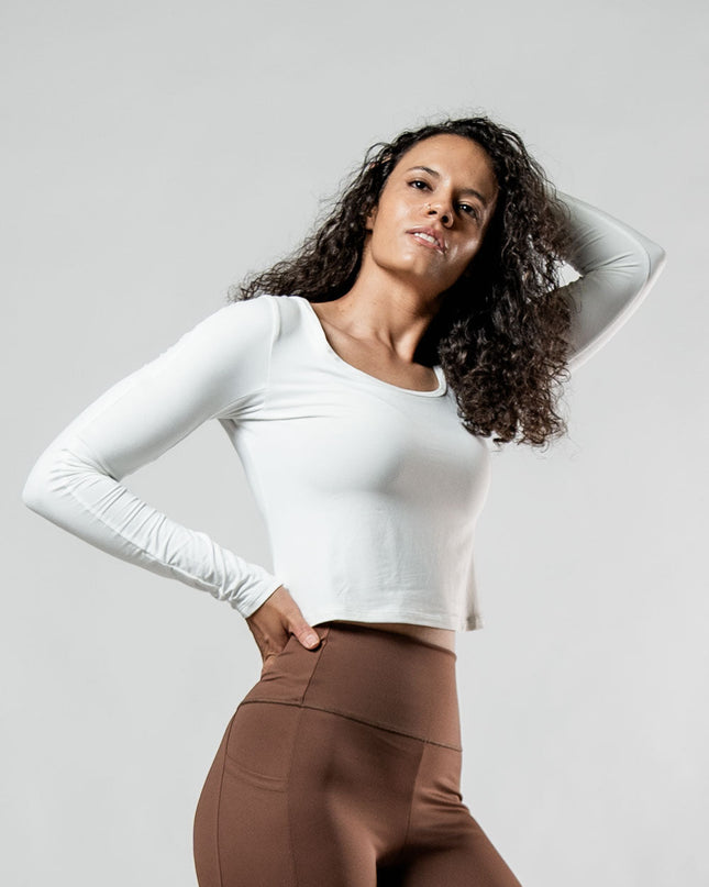 Women's Terra Recovery Arc Long Sleeve Crop (White)