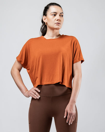 Women's Terra Recovery Drift Crop (Sunfire Clay)