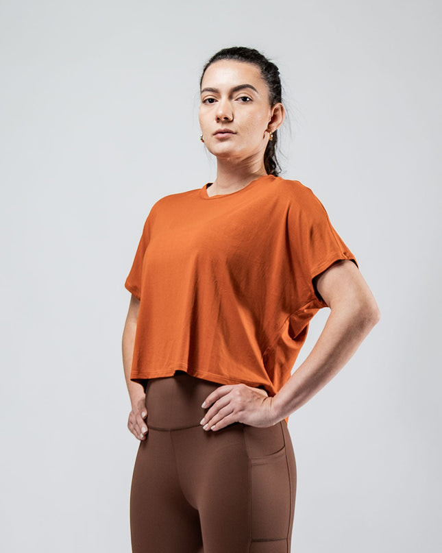 Women's Terra Recovery Drift Crop (Sunfire Clay)