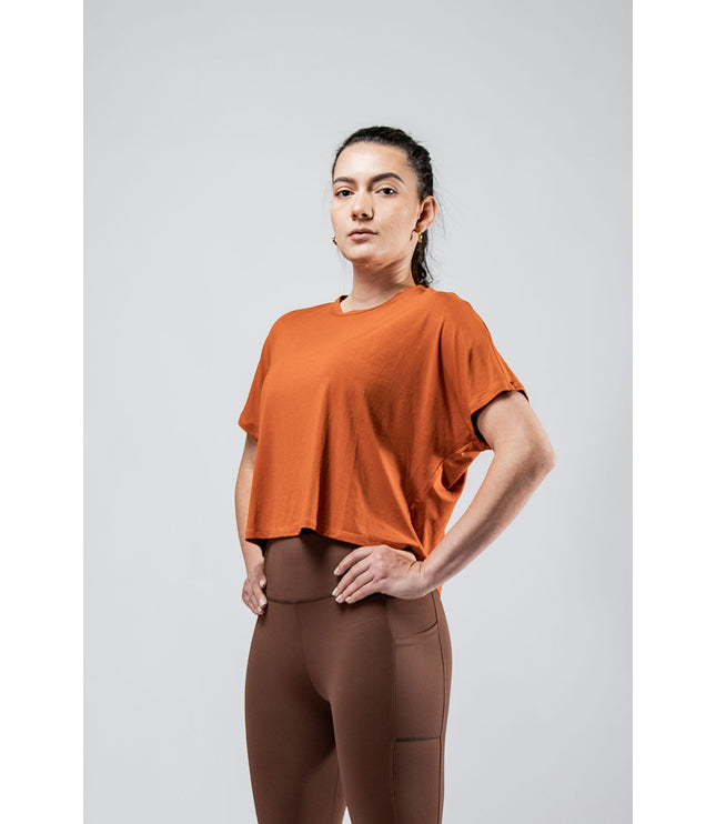 Women's Terra Recovery Drift Crop (Sunfire Clay)
