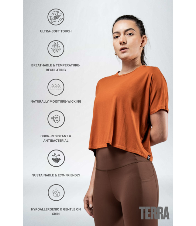 Women's Terra Recovery Drift Crop (Sunfire Clay)