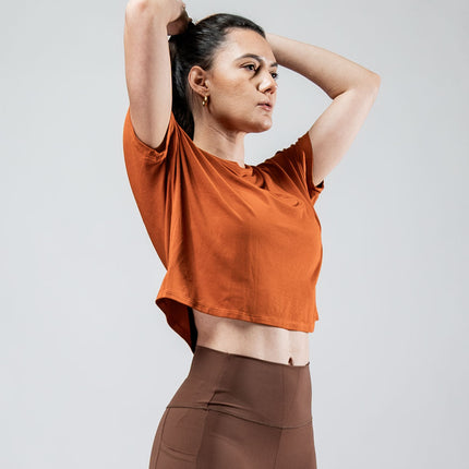 Women's Terra Recovery Drift Crop (Sunfire Clay)