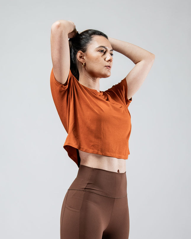 Women's Terra Recovery Drift Crop (Sunfire Clay)