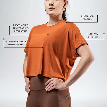 Women's Terra Recovery Drift Crop (Sunfire Clay)