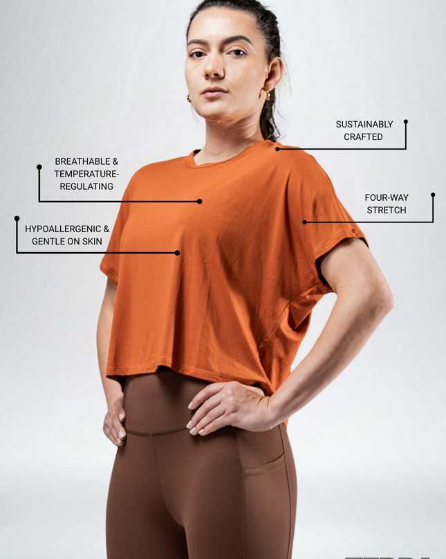 Women's Terra Recovery Drift Crop (Sunfire Clay)