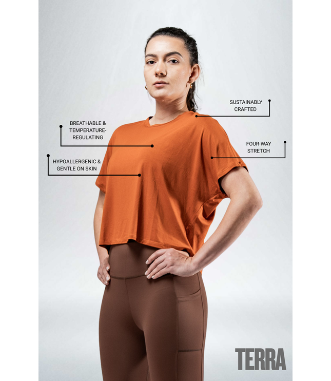 Women's Terra Recovery Drift Crop (Sunfire Clay)