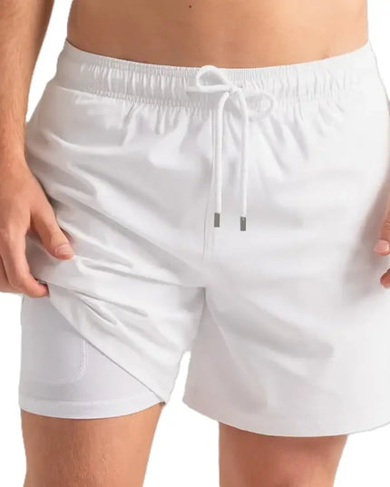 Men’s Premium Compression-Lined Hybrid Shorts – Arctic White