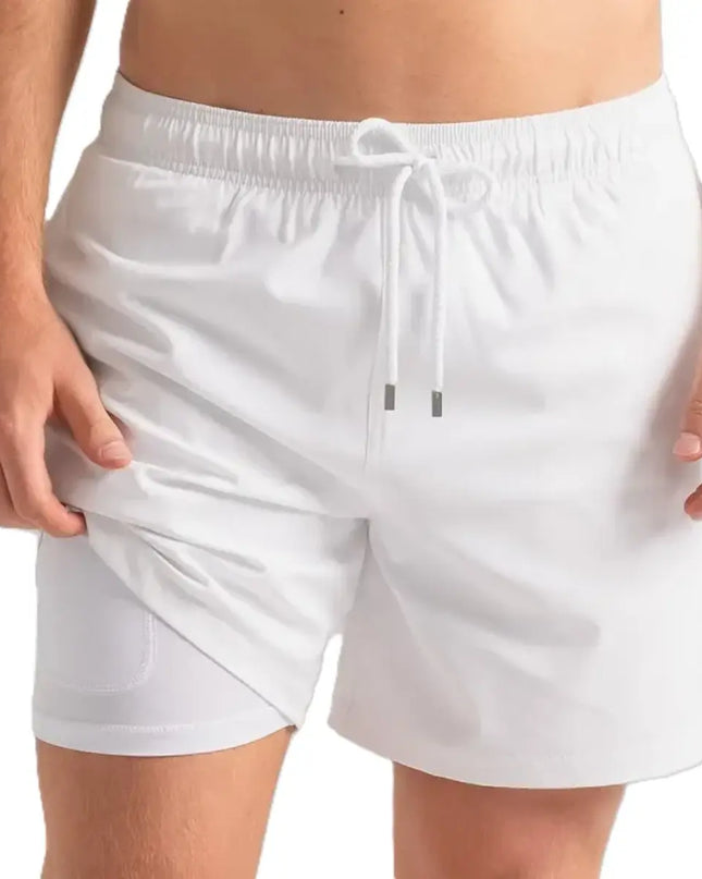 Men’s Premium Compression-Lined Hybrid Shorts – Arctic White