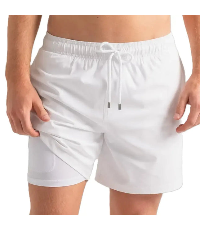 Men’s Premium Compression-Lined Hybrid Shorts – Arctic White
