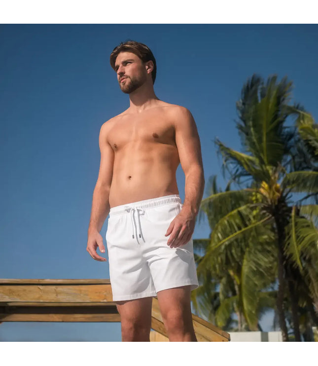 Men’s Premium Compression-Lined Hybrid Shorts – Arctic White