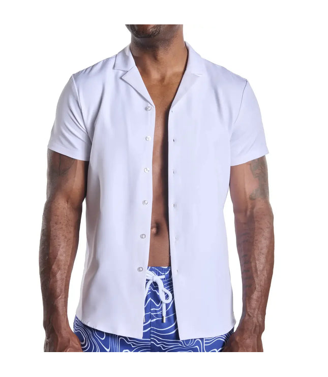 Men’s Short Sleeve Tailored Fit Button-Down Shirt – Arctic White