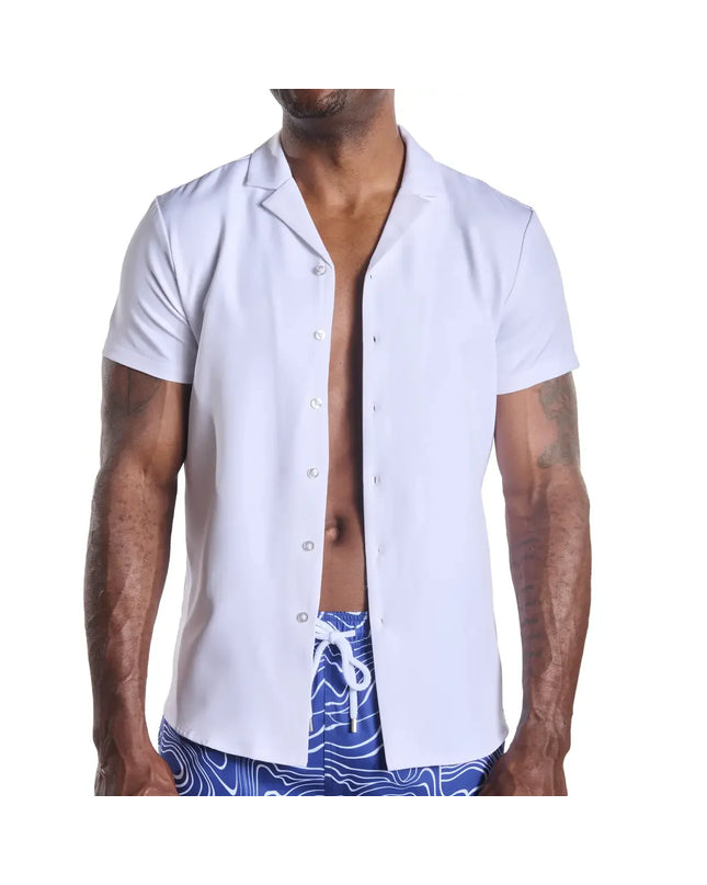 Men’s Short Sleeve Tailored Fit Button-Down Shirt – Arctic White