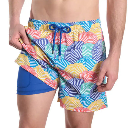 Men’s Premium Compression-Lined Hybrid Shorts – Bayside Shade-Splash