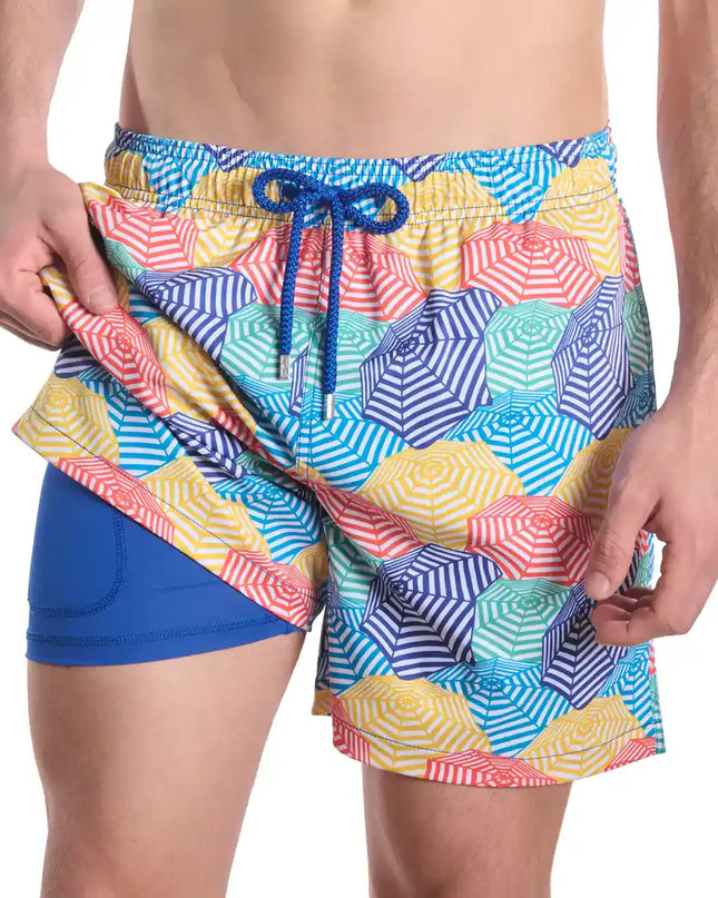 Men’s Premium Compression-Lined Hybrid Shorts – Bayside Shade-Splash