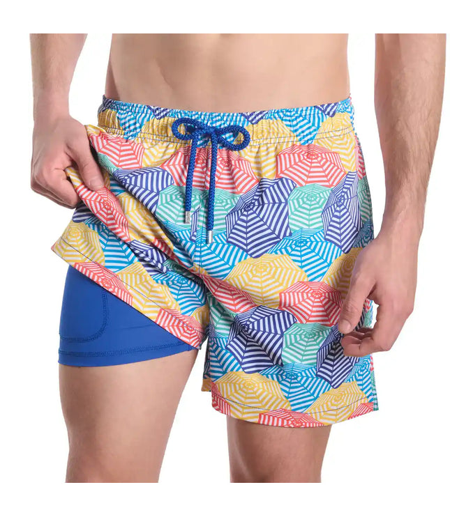 Men’s Premium Compression-Lined Hybrid Shorts – Bayside Shade-Splash