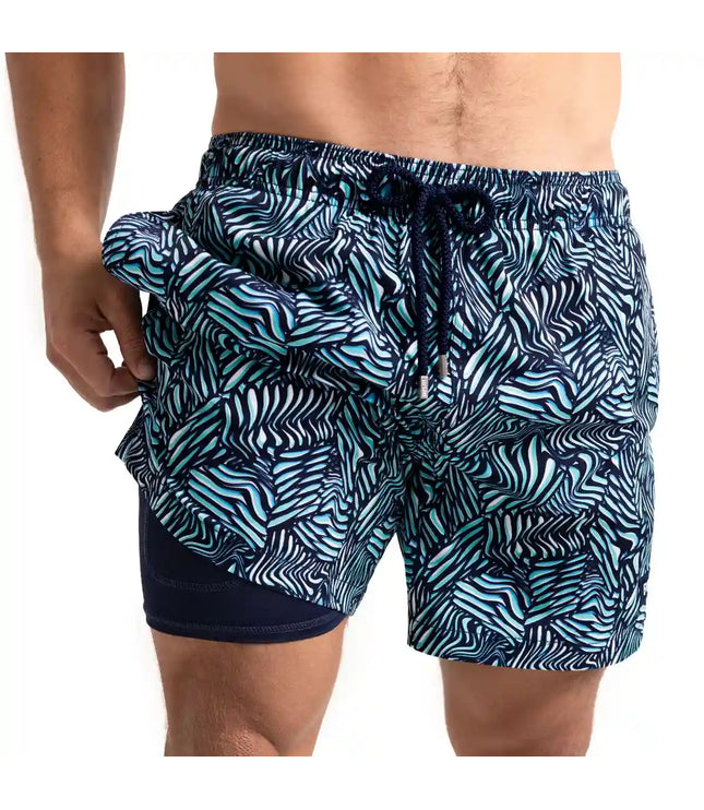 Men’s Premium Compression-Lined Hybrid Shorts – Beta Blue
