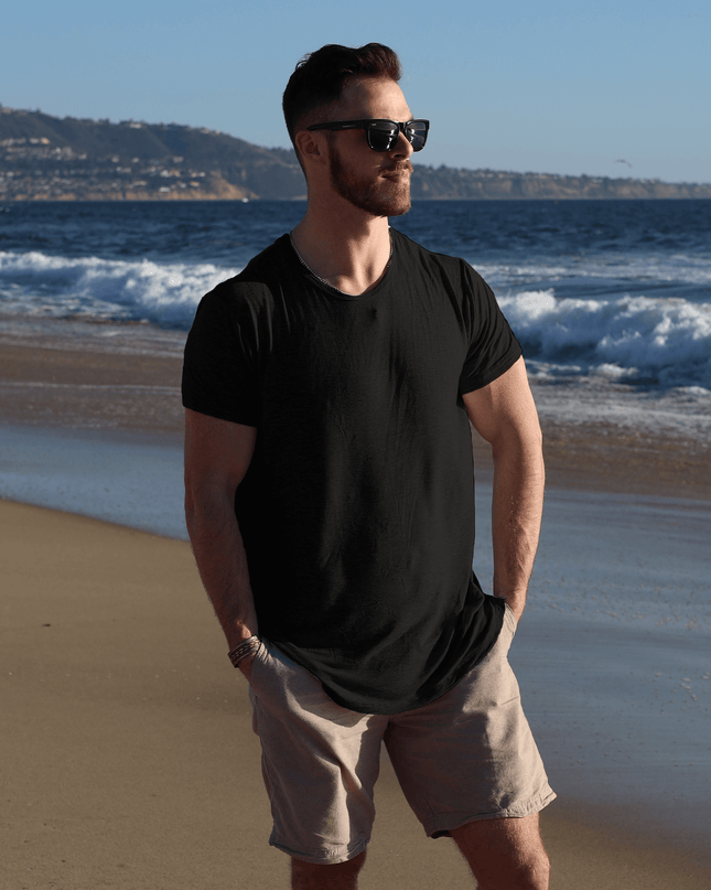 Bamboo Swift Curve-Hem Tee - Black