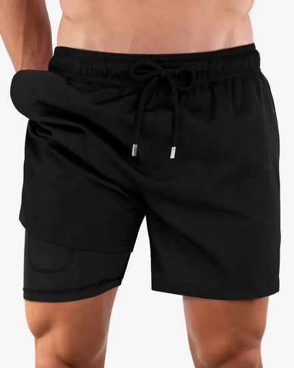 Men’s Premium Compression-Lined Hybrid Shorts – Black Onyx