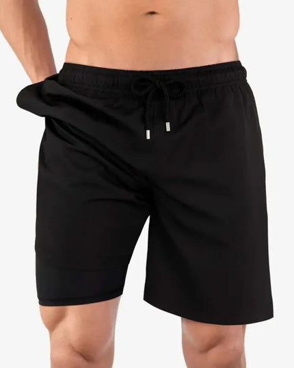 Men’s Premium Compression-Lined Hybrid Shorts – Black Onyx