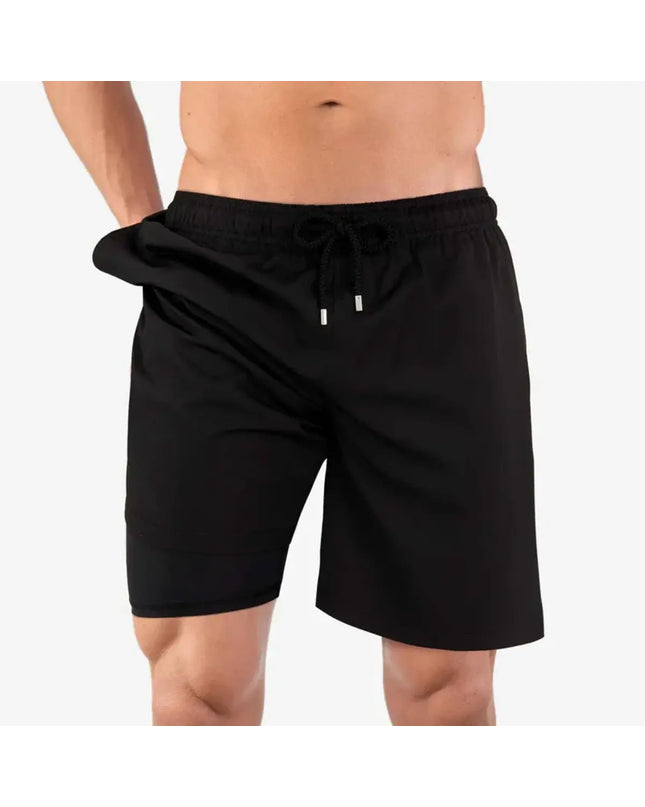 Men’s Premium Compression-Lined Hybrid Shorts – Black Onyx