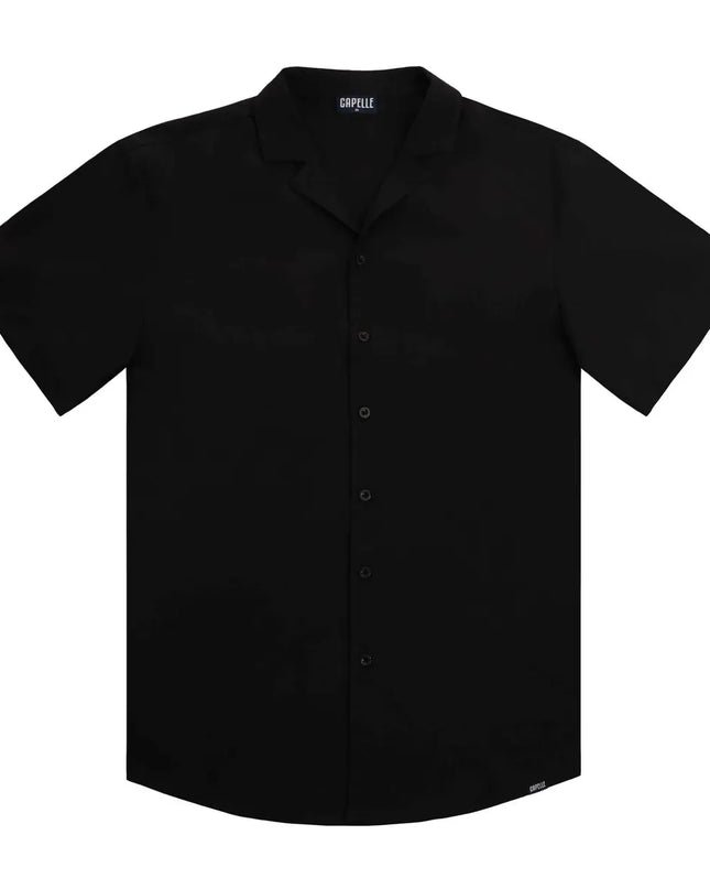 Men’s Short Sleeve Tailored Fit Button-Down Shirt – Black Onyx