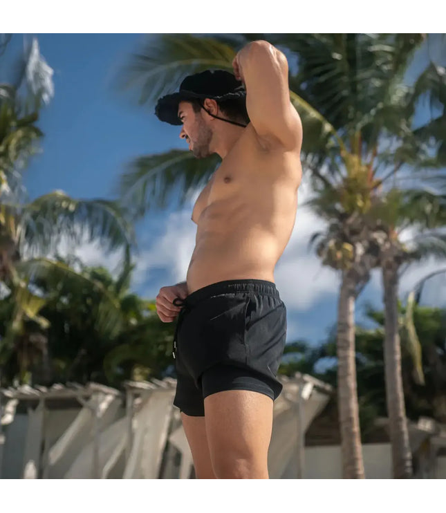 Men’s Premium Compression-Lined Hybrid Shorts – Black Onyx