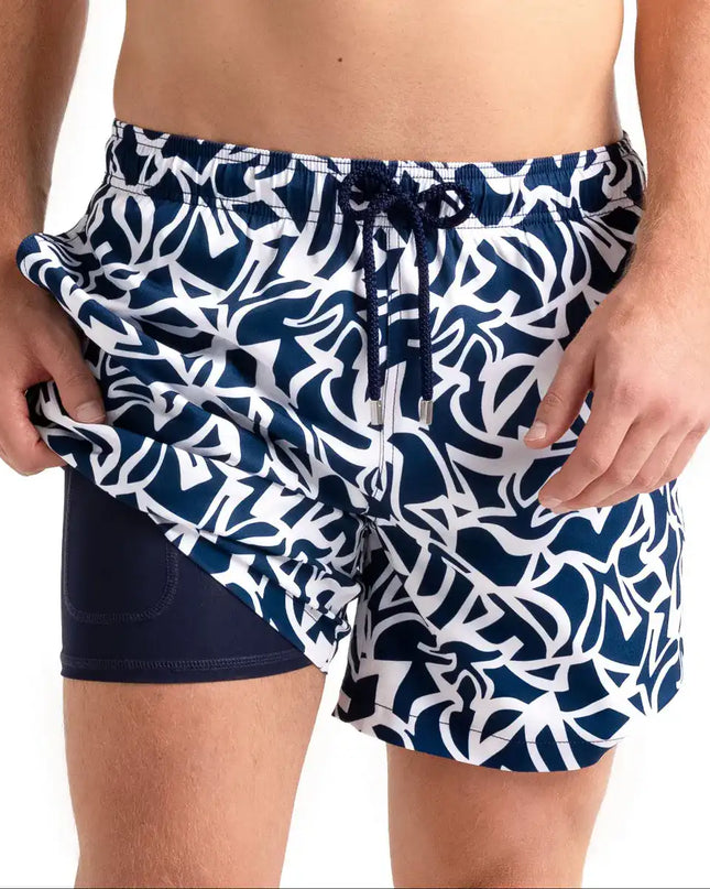 Men’s Premium Compression-Lined Hybrid Shorts – Blue Freedom