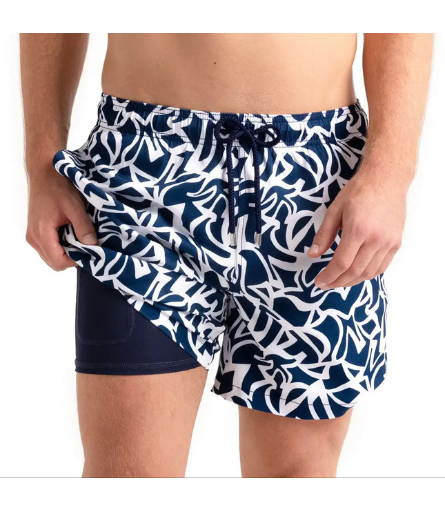 Men’s Premium Compression-Lined Hybrid Shorts – Blue Freedom