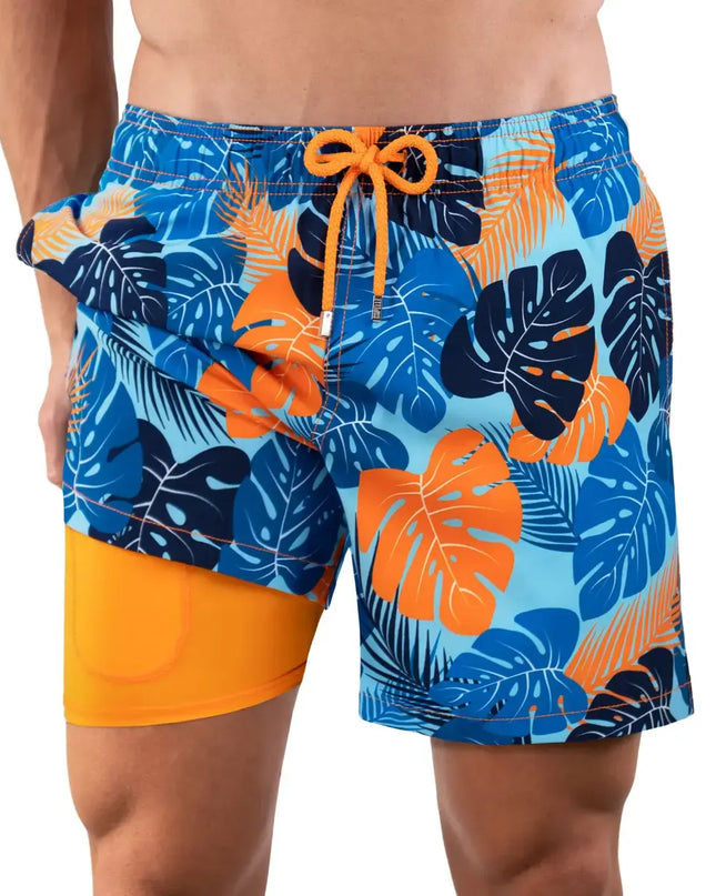 Men’s Premium Compression-Lined Hybrid Shorts – Blue Jungle