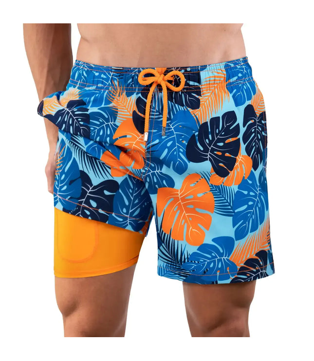 Men’s Premium Compression-Lined Hybrid Shorts – Blue Jungle
