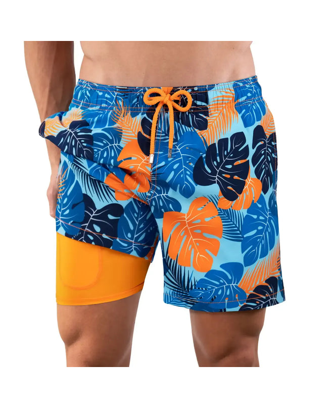Men’s Premium Compression-Lined Hybrid Shorts – Blue Jungle