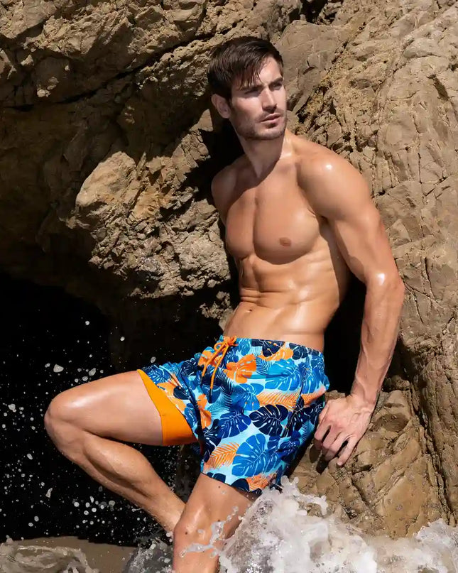 Men’s Premium Compression-Lined Hybrid Shorts – Blue Jungle