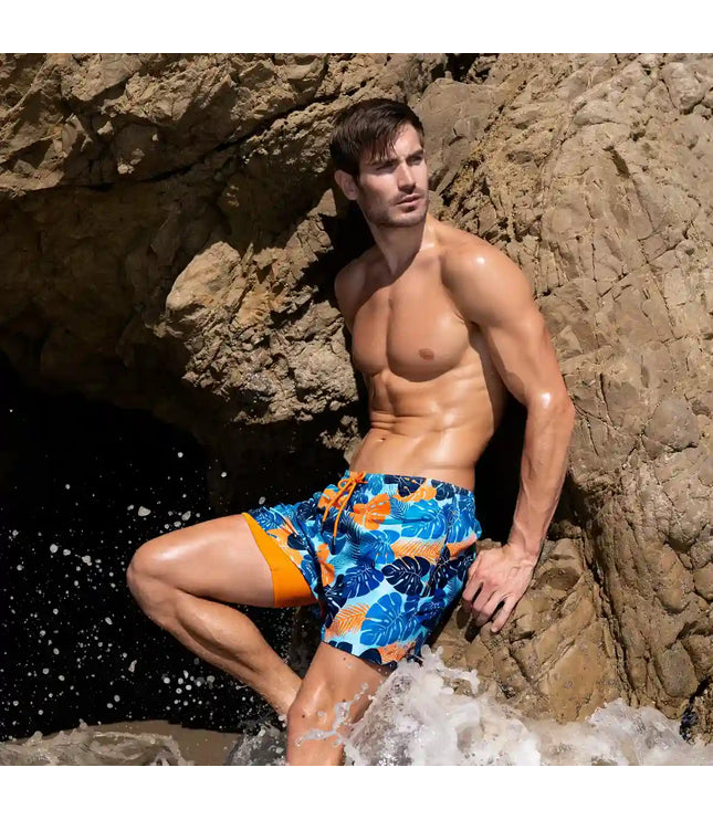 Men’s Premium Compression-Lined Hybrid Shorts – Blue Jungle