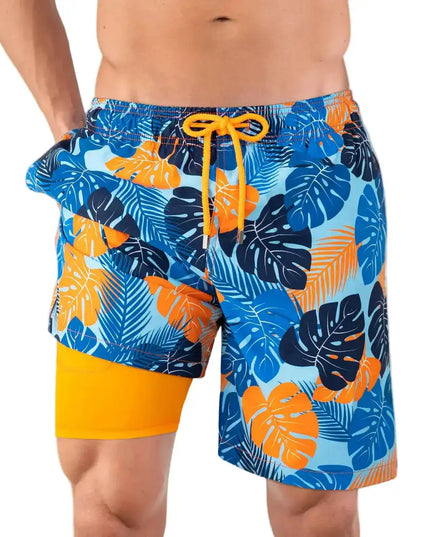 Men’s Premium Compression-Lined Hybrid Shorts – Blue Jungle