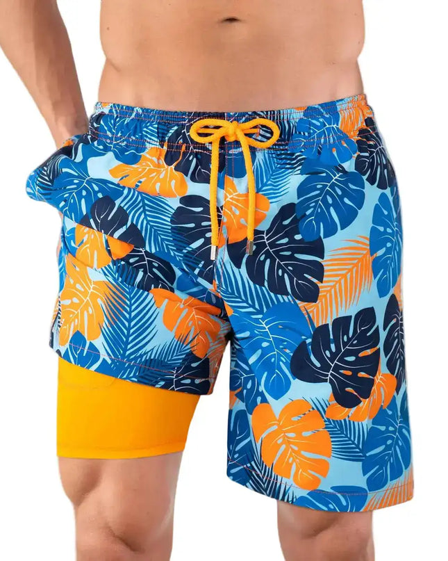 Men’s Premium Compression-Lined Hybrid Shorts – Blue Jungle