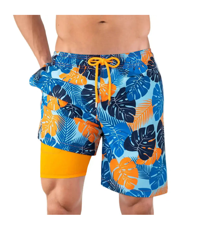 Men’s Premium Compression-Lined Hybrid Shorts – Blue Jungle
