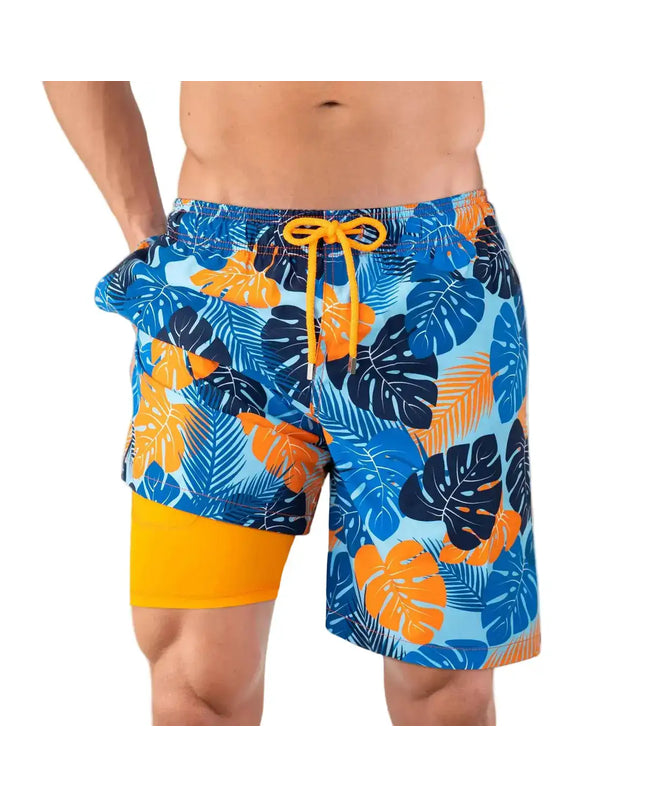 Men’s Premium Compression-Lined Hybrid Shorts – Blue Jungle