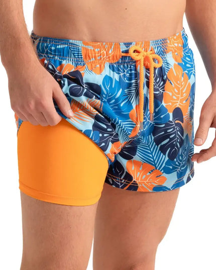Men’s Premium Compression-Lined Hybrid Shorts – Blue Jungle