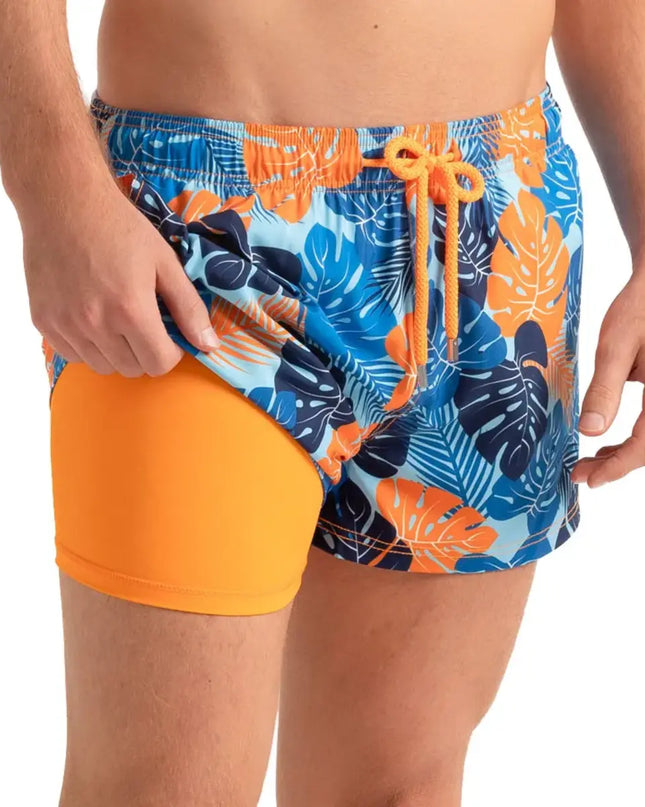 Men’s Premium Compression-Lined Hybrid Shorts – Blue Jungle