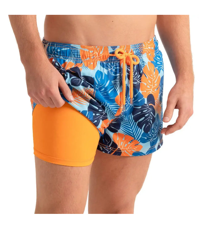 Men’s Premium Compression-Lined Hybrid Shorts – Blue Jungle