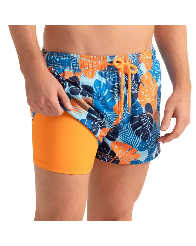 Men’s Premium Compression-Lined Hybrid Shorts – Blue Jungle