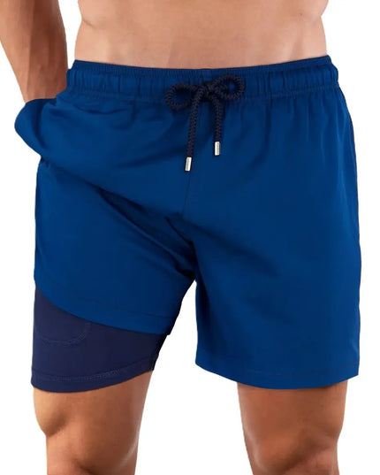 Men’s Premium Compression-Lined Hybrid Shorts – Blue Sapphire