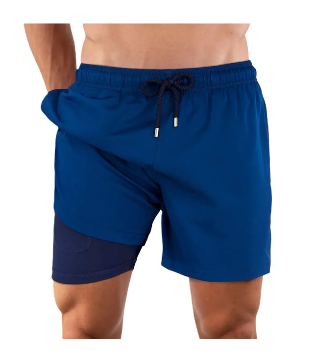 Men’s Premium Compression-Lined Hybrid Shorts – Blue Sapphire